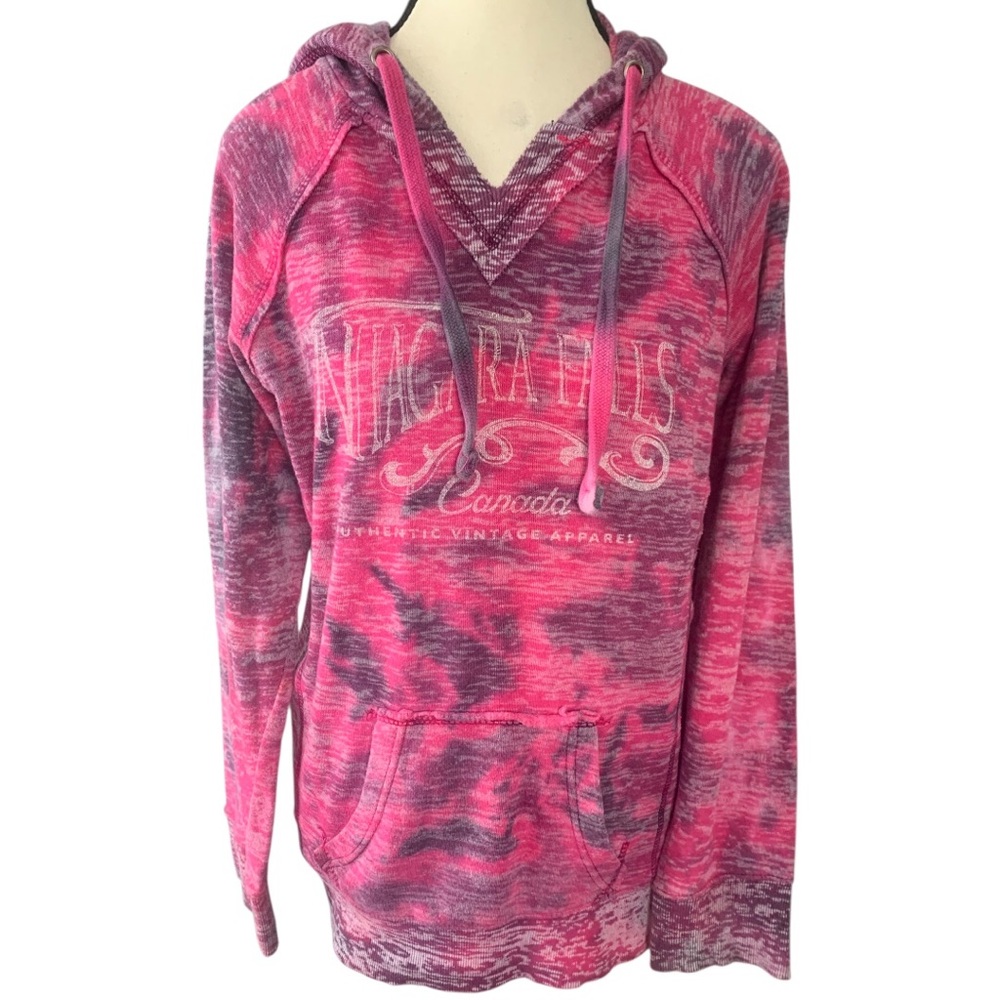 MV Sport Pink and Gray Tie-Dye Pullover Hoodie